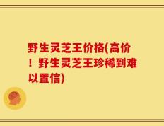 野生灵芝王价格(高价！野生灵芝王珍稀到难以置信)