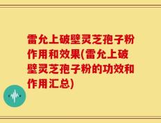 雷允上破壁灵芝孢子粉作用和效果(雷允上破壁灵芝孢子粉的功效和作用汇总)