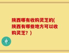 陕西哪有收购灵芝的(陕西有哪些地方可以收购灵芝？)