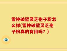 雪神破壁灵芝孢子粉怎么样(雪神破壁灵芝孢子粉真的有用吗？)