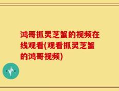 鸿哥抓灵芝蟹的视频在线观看(观看抓灵芝蟹的鸿哥视频)