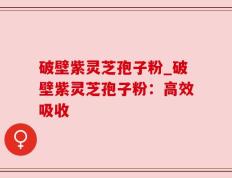 破壁紫灵芝孢子粉_破壁紫灵芝孢子粉：高效吸收
