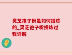 灵芝孢子粉是如何提炼的_灵芝孢子粉提炼过程详解
