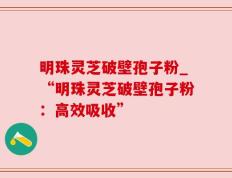 明珠灵芝破壁孢子粉_“明珠灵芝破壁孢子粉：高效吸收”