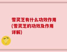 雪灵芝有什么功效作用(雪灵芝的功效及作用详解)