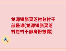 龙源镇张灵芝村包村干部是谁(龙源镇张灵芝村包村干部身份披露)