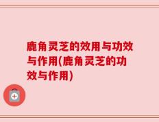 鹿角灵芝的效用与功效与作用(鹿角灵芝的功效与作用)