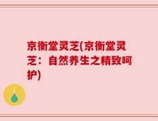 京衡堂灵芝(京衡堂灵芝：自然养生之精致呵护)