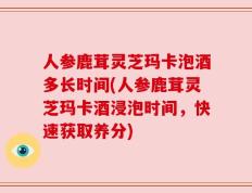 人参鹿茸灵芝玛卡泡酒多长时间(人参鹿茸灵芝玛卡酒浸泡时间，快速获取养分)