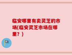 临安哪里有卖灵芝的市场(临安灵芝市场在哪里？)