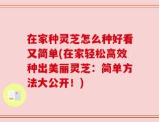 在家种灵芝怎么种好看又简单(在家轻松高效种出美丽灵芝：简单方法大公开！)