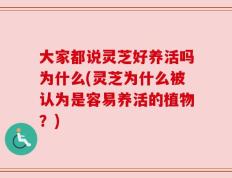 大家都说灵芝好养活吗为什么(灵芝为什么被认为是容易养活的植物？)