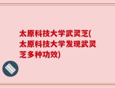 太原科技大学武灵芝(太原科技大学发现武灵芝多种功效)