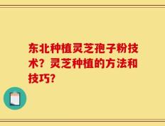 东北种植灵芝孢子粉技术？灵芝种植的方法和技巧？
