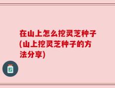 在山上怎么挖灵芝种子(山上挖灵芝种子的方法分享)