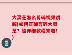 大灵芝怎么剪碎视频讲解(如何正确剪碎大灵芝？超详细教程来啦！)