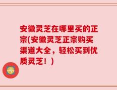 安徽灵芝在哪里买的正宗(安徽灵芝正宗购买渠道大全，轻松买到优质灵芝！)