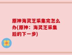 原神海灵芝采集完怎么办(原神：海灵芝采集后的下一步)