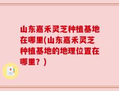 山东嘉禾灵芝种植基地在哪里(山东嘉禾灵芝种植基地的地理位置在哪里？)