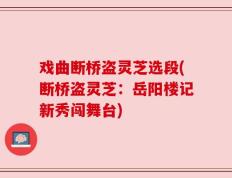 戏曲断桥盗灵芝选段(断桥盗灵芝：岳阳楼记新秀闯舞台)