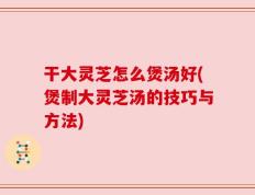 干大灵芝怎么煲汤好(煲制大灵芝汤的技巧与方法)