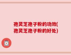 孢灵芝孢子粉的功效(孢灵芝孢子粉的好处)