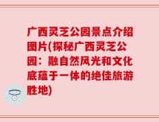 广西灵芝公园景点介绍图片(探秘广西灵芝公园：融自然风光和文化底蕴于一体的绝佳旅游胜地)
