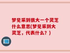 梦见采到很大一个灵芝什么意思(梦见采到大灵芝，代表什么？)