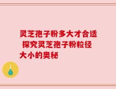 灵芝孢子粉多大才合适 探究灵芝孢子粉粒径大小的奥秘