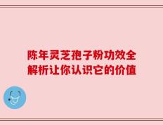 陈年灵芝孢子粉功效全解析让你认识它的价值