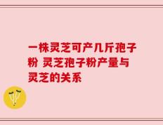 一株灵芝可产几斤孢子粉 灵芝孢子粉产量与灵芝的关系