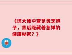 《惊大便中查见灵芝孢子，背后隐藏着怎样的健康秘密？》