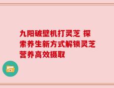 九阳破壁机打灵芝 探索养生新方式解锁灵芝营养高效摄取