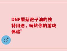 DNF蘑菇孢子油的独特用途，玩转你的游戏体验”