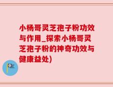 小杨哥灵芝孢子粉功效与作用_探索小杨哥灵芝孢子粉的神奇功效与健康益处)