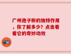 广州孢子粉的独特作用，你了解多少？点击看看它的奇妙功效
