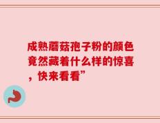 成熟蘑菇孢子粉的颜色竟然藏着什么样的惊喜，快来看看”