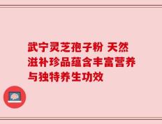 武宁灵芝孢子粉 天然滋补珍品蕴含丰富营养与独特养生功效