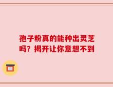 孢子粉真的能种出灵芝吗？揭开让你意想不到