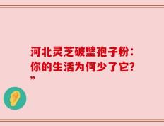 河北灵芝破壁孢子粉：你的生活为何少了它？”