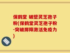 保鹤堂 破壁灵芝孢子粉(保鹤堂灵芝孢子粉-突破屏障激活免疫力)