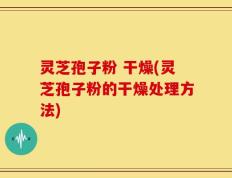 灵芝孢子粉 干燥(灵芝孢子粉的干燥处理方法)