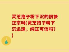 灵芝孢子粉下沉的很快正宗吗(灵芝孢子粉下沉迅速，纯正可信吗？)