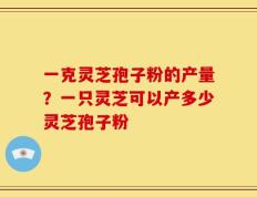 一克灵芝孢子粉的产量？一只灵芝可以产多少灵芝孢子粉