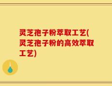 灵芝孢子粉萃取工艺(灵芝孢子粉的高效萃取工艺)