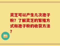 灵芝可以产生几次孢子粉？了解灵芝的繁殖方式和孢子粉的收获方法？