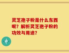 灵芝孢子粉是什么东西呢？解析灵芝孢子粉的功效与用途？