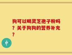 狗可以喝灵芝孢子粉吗？关于狗狗的营养补充？