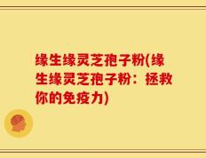 缘生缘灵芝孢子粉(缘生缘灵芝孢子粉：拯救你的免疫力)