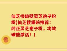 仙芝楼破壁灵芝孢子粉粉(仙芝楼重磅推荐：纯正灵芝孢子粉，功效破壁激活！)